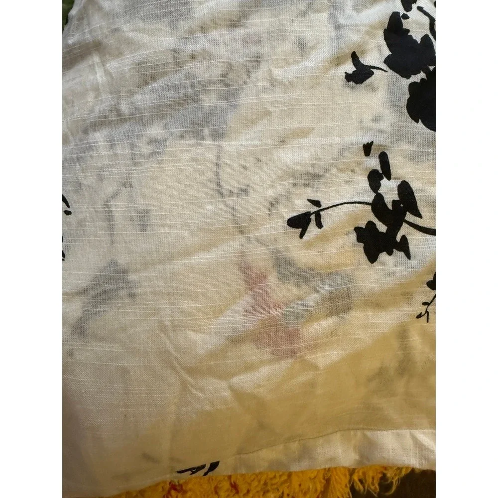 NWT Anthropologie Bird Ruffle Shower Curtain Ivory Black Yellow Botanical NWT